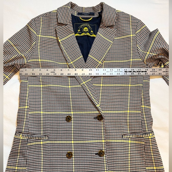 Scotch & Soda Plaid Double Breasted Blazer Brown Yellow Women’s Small NWOT - Picture 4 of 9